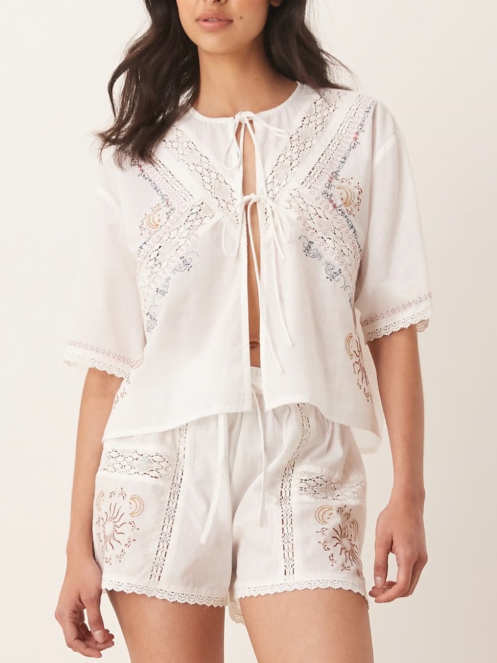 ASOS DESIGN tie front Shorts Sleeve Set